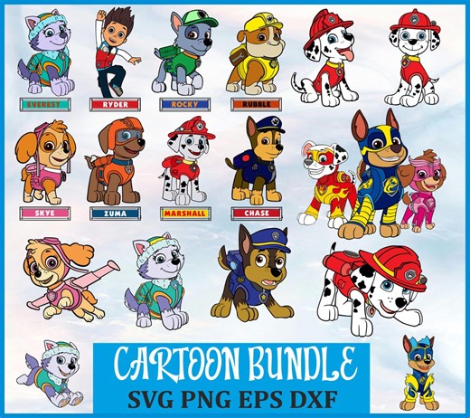 Heroic Pups Digital Illustration, Cartoon Dog Characters Bundle, Kids Party Decor SVG, Instant Download Vector Graphics for Heat Transfer - Etsy