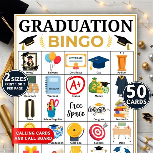 50 Graduation Bingo Cards, Printable Graduation Games, Graduation Activity, High School or College Graduation, Grad Party, Graduate Ideas - Etsy