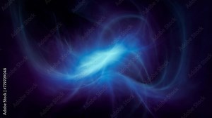 Fractal flame, gas, nebula, smoke or plasma. Looping abstract animation. Soft evolving curves. Background or screen saver. Blue, purple.