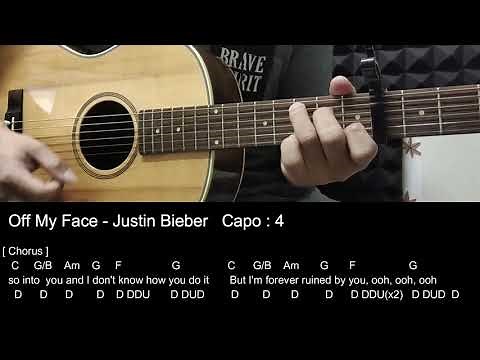 Off My Face - Justin Bieber Guitar Tutorial with Chord