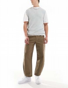 ASOS DESIGN canvas oversized fit pants with ADS logo in brown | ASOS