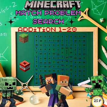 Minecraft Math Problem Search: Addition 1-20 Worksheet Part#2