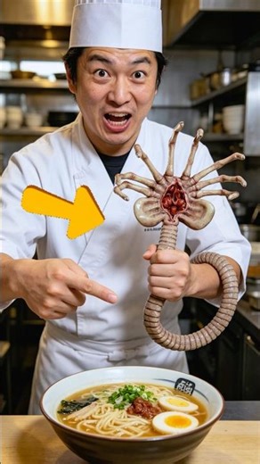 PUT Alien into RAMEN #ramen #food #japan #shorts