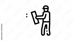Plumber Profession Icon Animation Plumber Worker And Equipment, Faucet And Pipe Research, Instrument Case For Fixing Stock Video