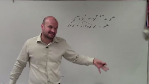 Multiplying two exponents by using the product rules of exponents