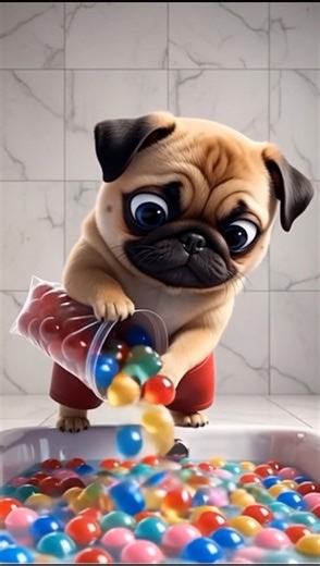 Pug’s Secret Plan Turned Into a Rainbow Bath 🌈🐾