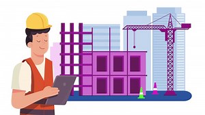 Download Engineering and Construction Man Hard hat and safety vest animation for free