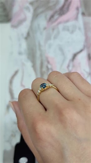 London Blue Topaz Ring: 14K Yellow Gold, Lab Diamond Accents - Etsy