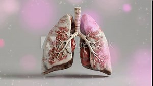 Human lungs anatomy replica with light background. For learning science, biology.