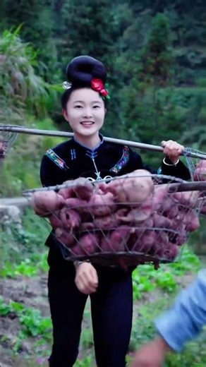 On the country path there was a bountiful harvest. Life is hard but every step is solid an