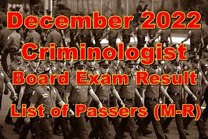 Criminologist Board Exam Result December 2022 – List of Passers (M-R)