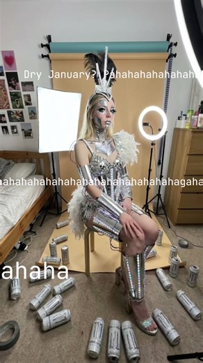 Hi dration 👋 station 💦 what’s your January like so far? V energy or monster sobriety or? What you picking? These cans being wholesale vibes is nice for my banco, been getting creative at home recently and so kinda nice to avoid splashing out metaphorically even if I’m splashing irl fml #cosplayersoftiktok #cosplayers #energy #photoshoot #cosplayer