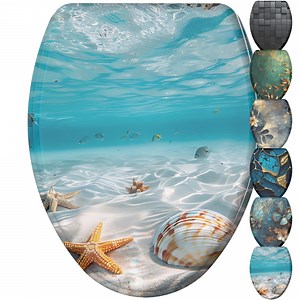 Sanilo Toilet Seat ELONGATED – Soft Close, One-Click Quick Release, Easy Installation, Non-Slip, Easy to Clean (Waterworld)