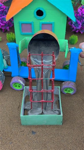 Mini Cement Pouring with Steel Column🏗️| DIY Foundation Build SatisfyingVideo#shorts#youtubeshorts