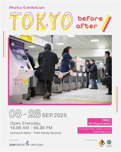 Pameran foto TOKYO Before/After Menghadirkan 80 karya foto dari 11 fotografer Jepang yang dibuat di rentang tahun 1930-1940an dan tahun 2010an. Era 1930–40an merupakan masa di mana kerangka kota Tokyo mulai terbentuk bersamaan dengan berkembangnya teknik fotografi, sedangkan tahun 2010an fotografer mulai menonjolkan perspektif individual mereka seiring dengan tren yang terus berganti dan digitalisasi yang semakin pesat. Pameran ini menghadirkan sekitar 80 karya dari para fotografer ternama yaitu
