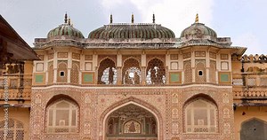 Amber palace entrance in side historic Amber fort in Jaipur city, India.