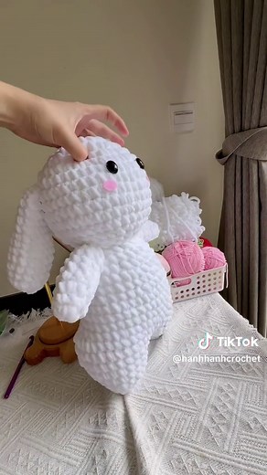 Bunny 40cm 😘💕🩵#crochet #crochettiktok #crochettutorial #moclen #hocmoclen #moclencoban #mocgaubong #crochetbunny #thobaymau #mocthobaymau