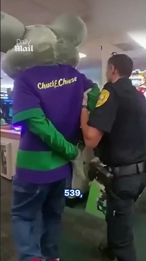Chuck E. Cheese mascot arrested in front of children