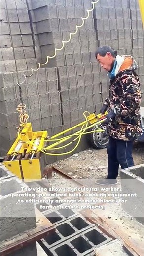Modern Masonry: Farmers Utilizing Brick Stacking Machines for Cement Block Construction