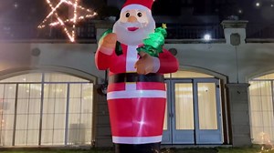 OurWarm 14FT Christmas Inflatable Outdoor Decoration, Giant Inflatable Santa Claus Holding Gift Bag, Blow Up Christmas Decorations Outdoor with Built-in LED Lights for Yard Garden Lawn Xmas Decor