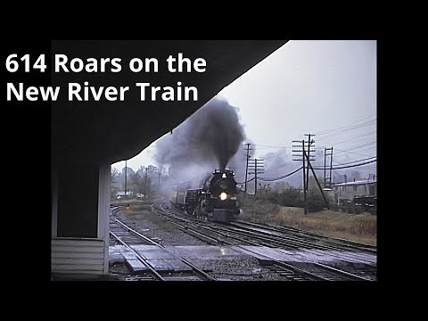 C&O Steam engine 614 Roars at speed on the Huntington Hinton New River Trip 1980
