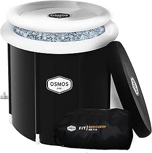 Portable Ice Bath Tub for Athletes - OSMOS 105 Gallons Large Inflatable Cold Plunge Tub with Cover, Ice Plunge Tub for Recovery, Cold Water Therapy Pod at Home Outdoor for Adults Nylon