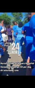 Nurses strike at Harare Hospital they are protesting against water shortages , lack of medicines and the $8 locum pay at interbank rate. Parirenyatwa Hospital is set to also join in There is another major demo planned for Thursday season ye ma demo inenge yasvika manje | Harare24 News