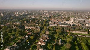 The drone aerial footage of residential district of Kingston Upon Thames, England. Kingston upon Thames is a town in the Royal Borough of Kingston upon Thames, southwest London, England. Stock Video