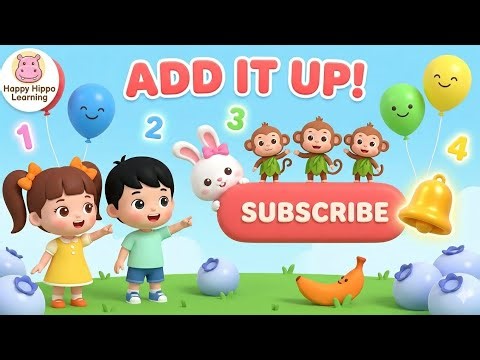 🐒🐇Add It Up! ➕ Fun Addition Song for Kids (1 to 4) | Counting Monkeys & Bunnies