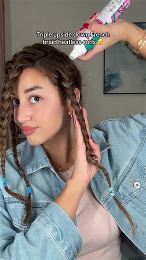 Heatless Curls: Triple Upside Down French Braid Technique