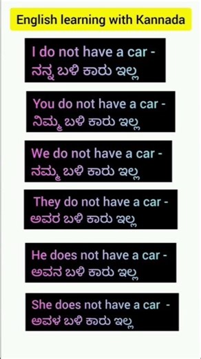 English learning with Kannada || Learn English || Spoken English #shorts
