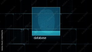 Finger scan display random and description data random on grid background with 3d rendering futuristic.