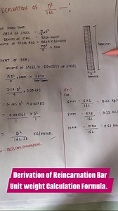 23K views · 264 reactions | Derivation of Reincarnation Bar Unit weight Calculation Formula. | Civil Engineering | Facebook