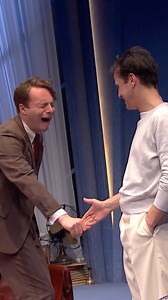 Meeting the big man 😱 You can stream the multi award-winning Present Laughter on National Theatre at Home. Also available with Spanish subtitles. A production from The Old Vic Theatre | National Theatre