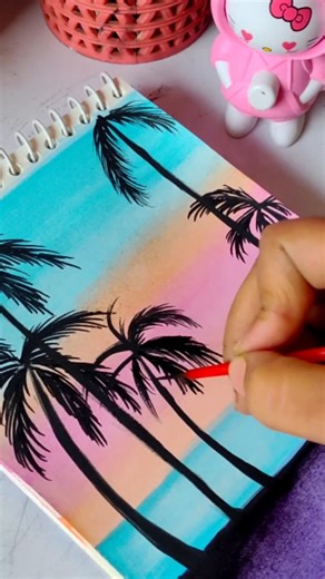 simple beach drawing for biggners🌴