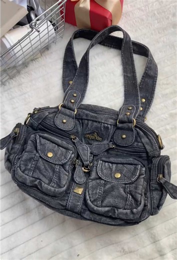 The ultimate bag for students - a stunning black denim bag#angelkiss #angelkissbag #bag #fyp #schoolbag