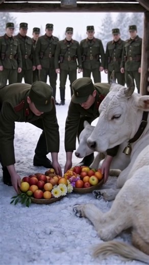 Why do these soldiers feed fruits to cow 😰😰🙏 #army #cow #shorts