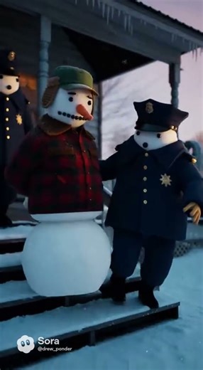 Snowman Gets Arrested by Winter Cops in This Unreal AI Scene