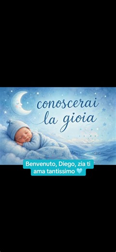 Quando tua madre e tuo padre hanno annunciato la tua attesa io mi sono chiusa in camera fino alle 5:20 del mattino seguente per scrivere “Conoscerai la gioia” la tua canzone, la tua ninna nanna per sempre. Ieri l’ho registrata in studio dopo 9 mesi e appena finito il mix e mastering tu sei venuto al mondo, così ho lasciato di corsa lo studio e sono corsa da te e dai tuoi genitori. Ti auguro di conoscere e riconoscere la gioia, sempre. Ti amo, fagiolino 🩵 #diego #newborn #joy #life