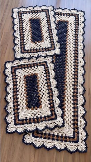 💙 Step-by-step rectangular crochet kitchen set. Rectangular crochet rug.