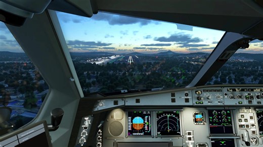 蓝调时刻进近大连周水子国际机场 浏览大连城市风光