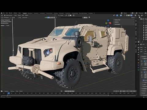 Armored vehicle 3D modeling process (Oshkosh jltv). Blender timelapse