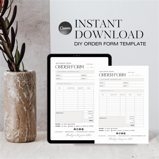 Printable Order Form Template | Small Business Sales Tracker (instant Download) - Etsy