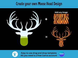 Moose Head Clipart, Moose Head Canva Frame, Drag and Drop Editable Canva Template, Sublimation PNG, Create Your Own Moose Head Clipart - Etsy Canada