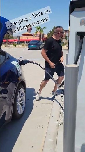 charging a Tesla on a Rivian fast charger | does it work?