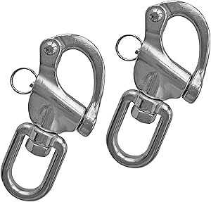 Pair of Swivel Eye Snap Shackle Quick Release Bail Rigging Sailing Boat Marine GradeStainless Steel Clip