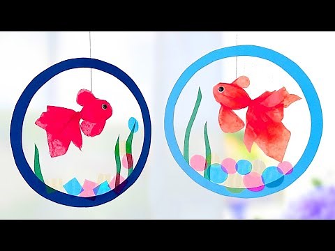【簡単✨お花紙・折り紙】金魚の吊るし飾り🐠壁面飾りの作り方【全部100均】夏の風物詩で清涼感UP🎐