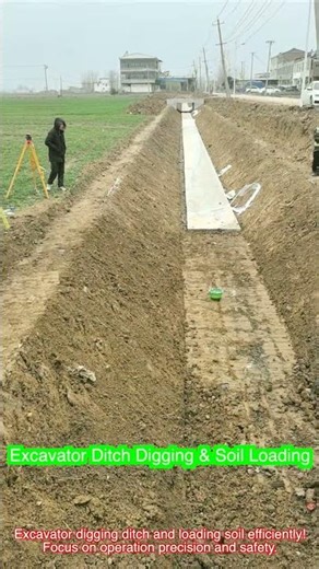 Excavator Ditch Digging & Soil Loading