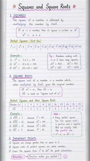 Master squares and square roots easily with clear handwritten notes ‪@NEXTGENShikshaAcademy‬