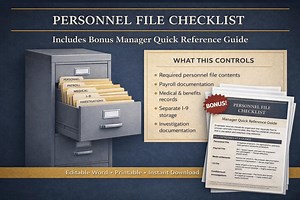 Personnel File Checklist Includes Bonus Manager Quick Reference Guide - Etsy UK